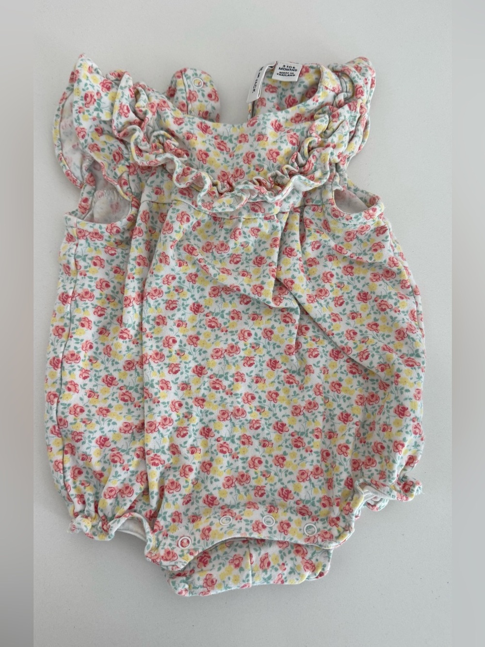 Janie and Jack Floral Ruffle Baby One-Piece in Pink, Yellow, Blue